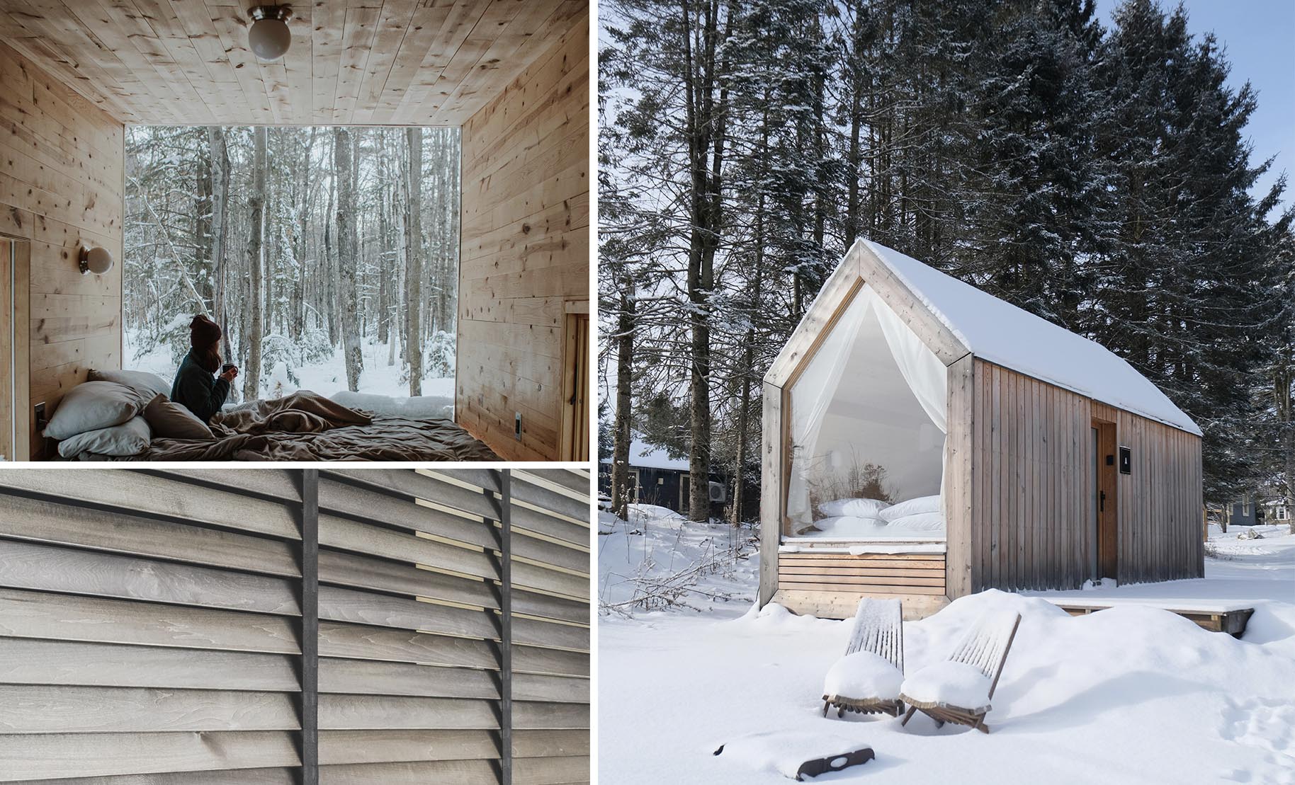 A modern mountain cottage engulfed in snow