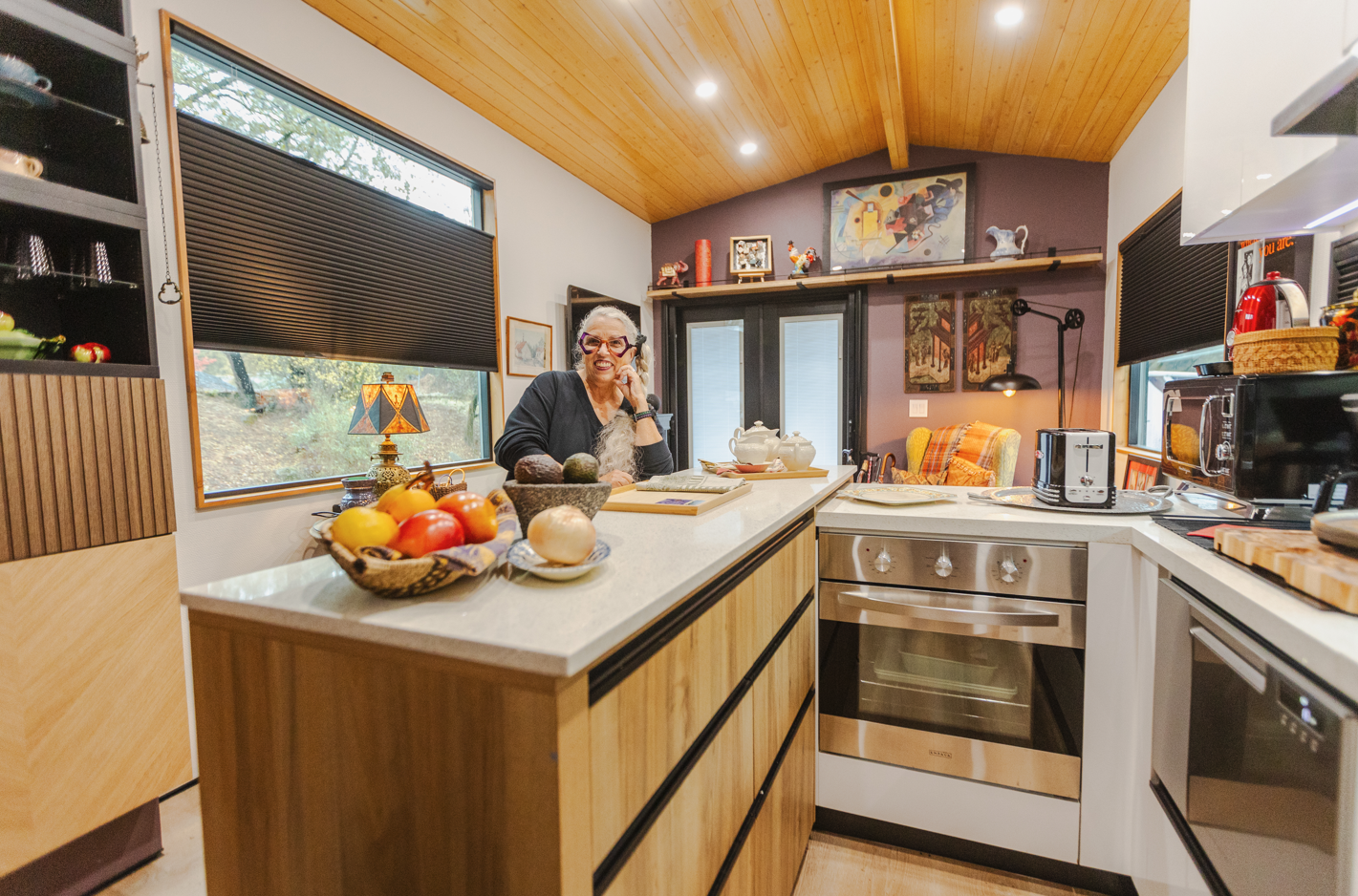 A Clever customer happily enjoying her home