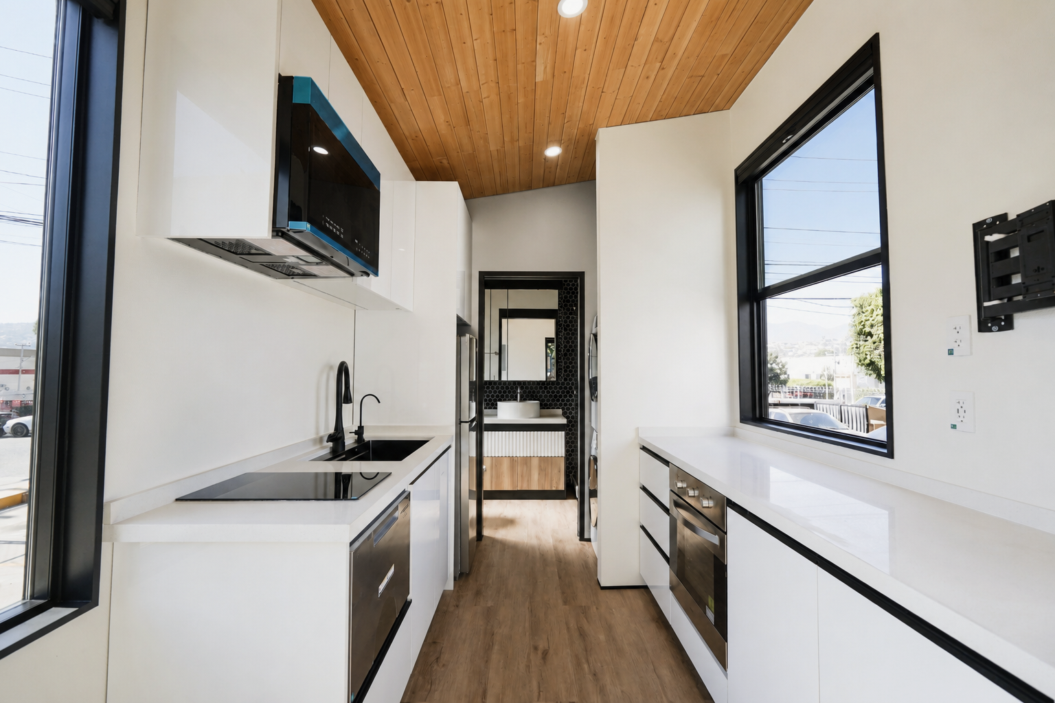 One-bedroom tiny home with modern amenities and interior design