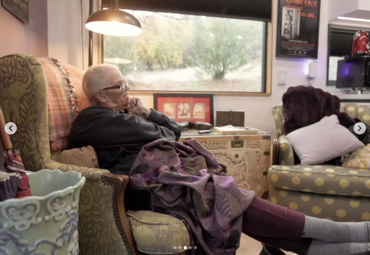 A woman enjoying a peaceful moment in her Clever Tiny Home living area
