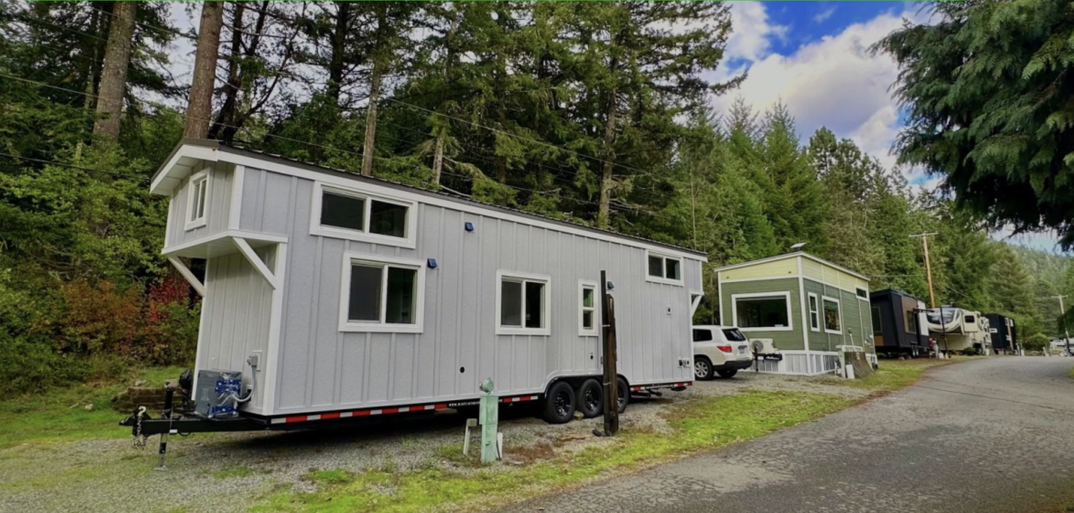 Photos of tiny homes parked in Tiny Tranquility Park