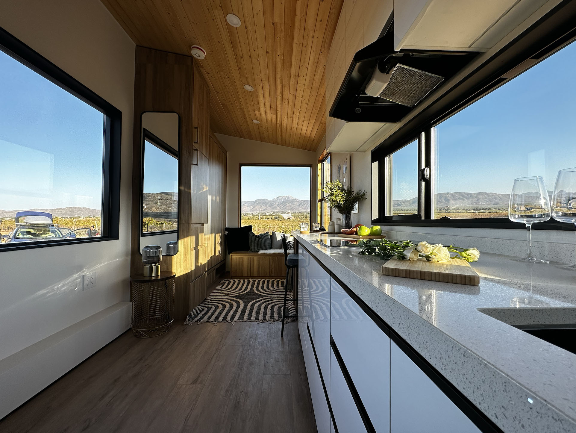 View of the Clever Studio open plan and huge windows to the outdoors